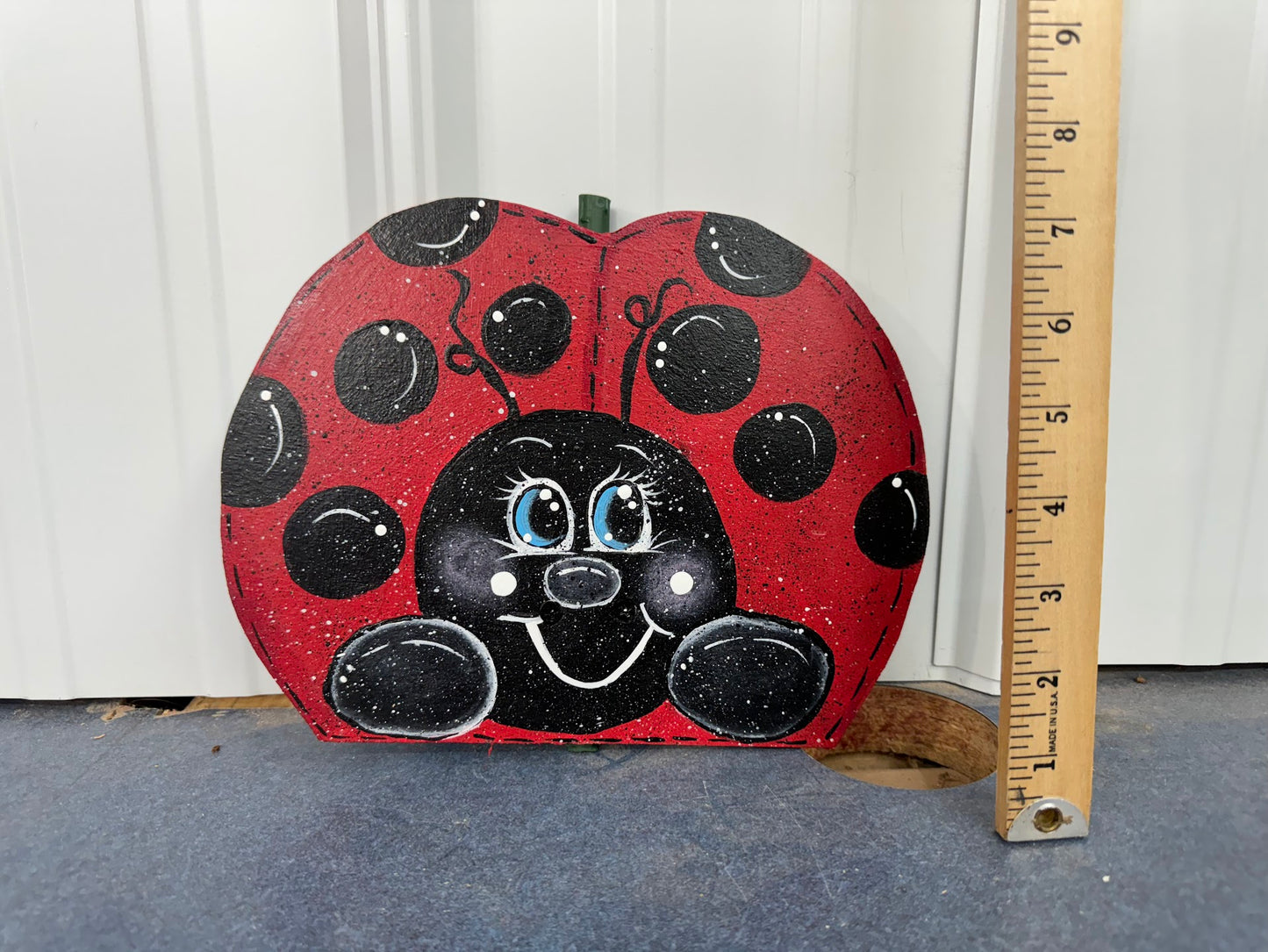 Hand Painted Wood Yard Art - Little Ladybug - Flower Pot or Garden - Indoor or Outdoor