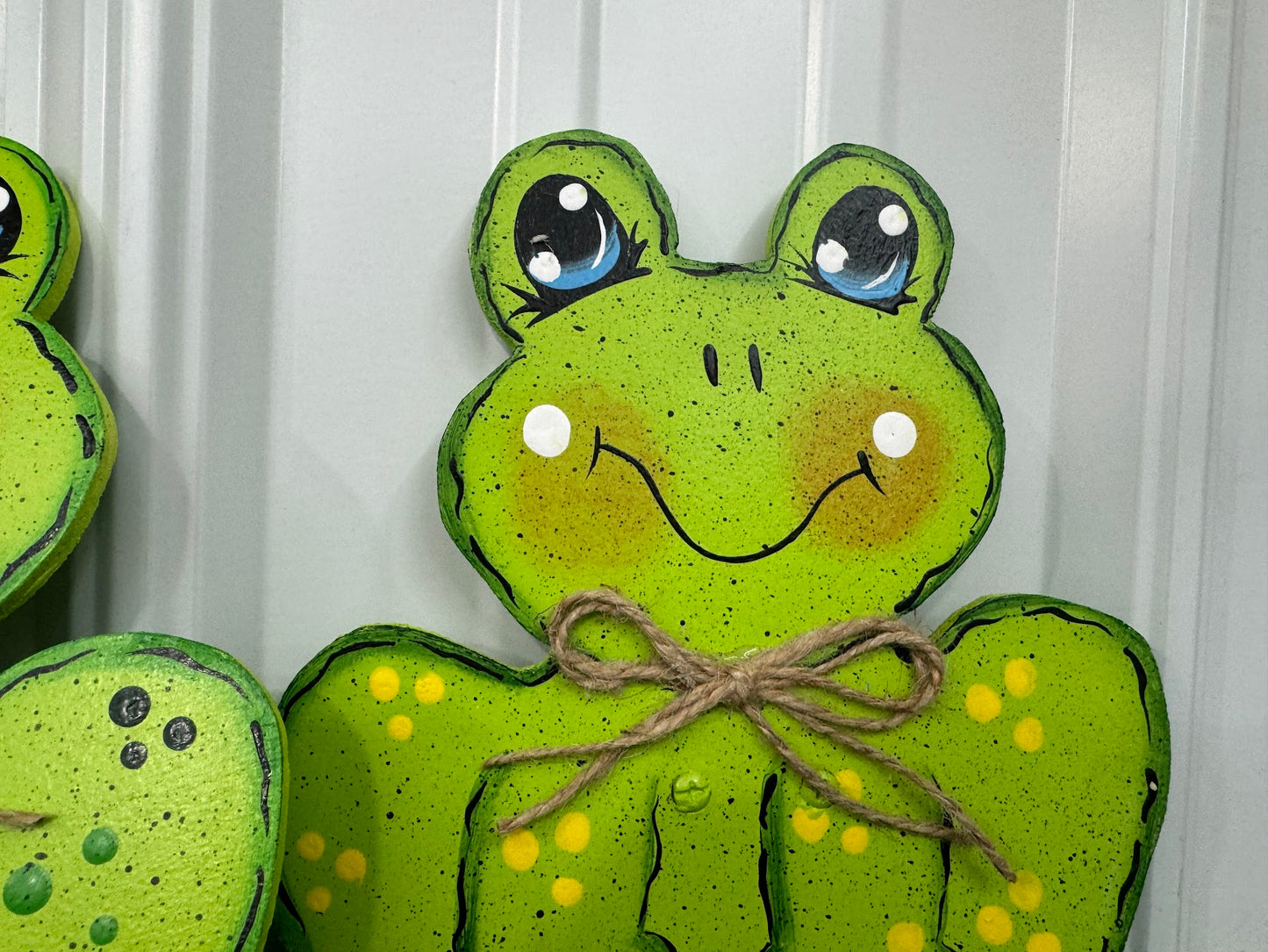 Hand Painted Wood Yard Art - Little Frog - Flower Pot or Garden - Indoor or Outdoor