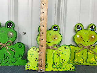 Hand Painted Wood Yard Art - Little Frog - Flower Pot or Garden - Indoor or Outdoor