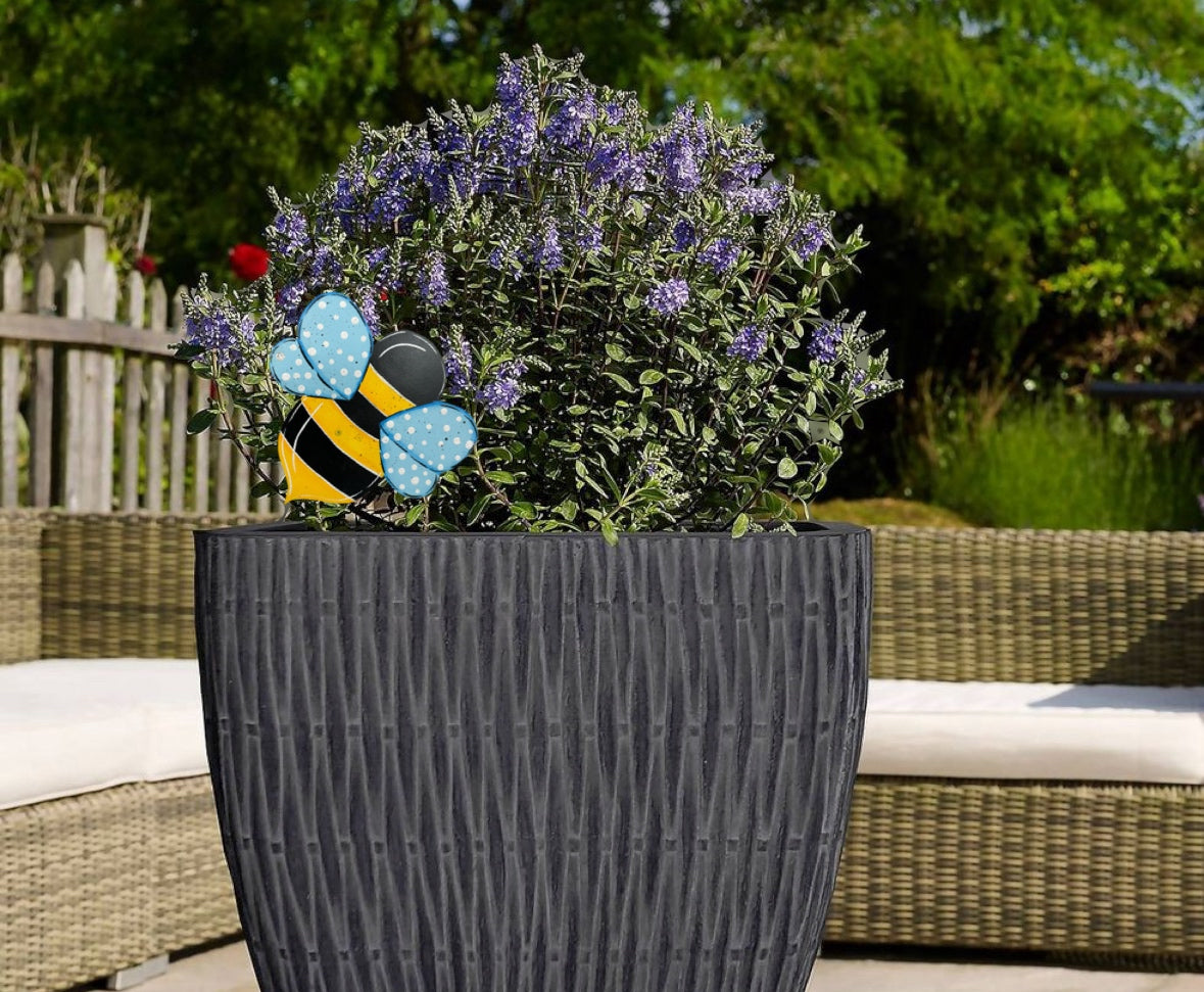 Hand Painted Wood Yard Art - Little Bumble Bee - Flower Pot or Garden - Indoor or Outdoor