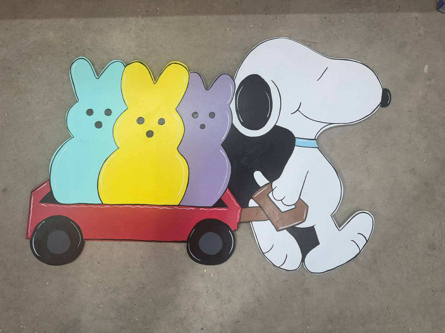 Snoopy with Wagon Easter Peeps - Outdoor or Indoor -  Spring and Easter Yard Art Decor Wooden (Copy) (Copy) (Copy)