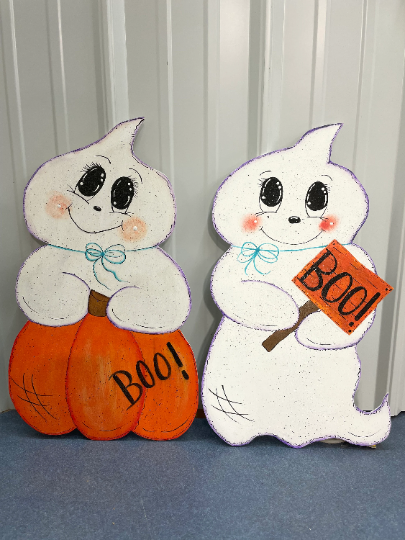 Hand Painted Wood Yard Art - Ghosts Fall and Halloween - Outdoor Decorations - Multiple Styles