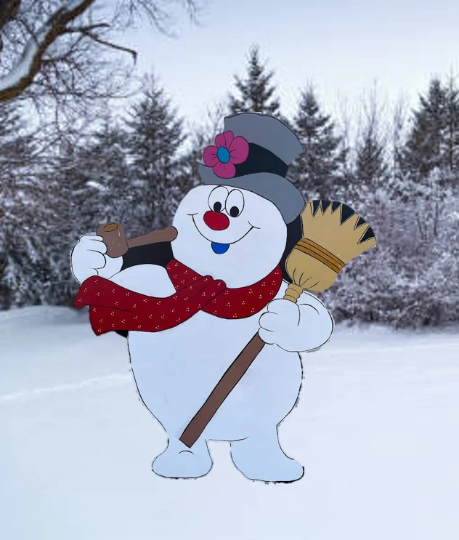 Hand Painted Wood Yard Art - Frosty the Snowman - Large Lawn Decoration for Winter and Christmas