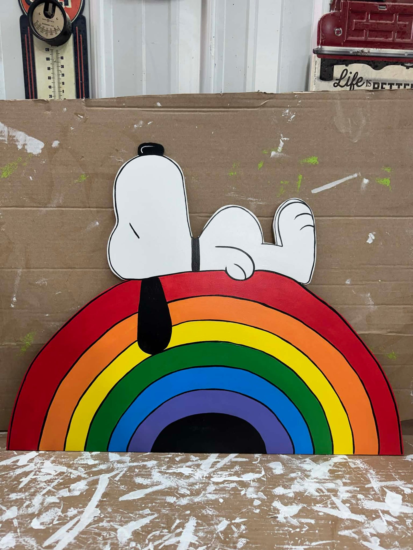 Snoopy on Rainbow - Outdoor or Indoor -  PRIDE and Summer Yard Art Decor Wooden (Copy) (Copy)