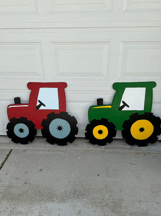 Hand Painted Wood Yard Art - Tractors Lawn and Garden Decoration - Multiple Colors