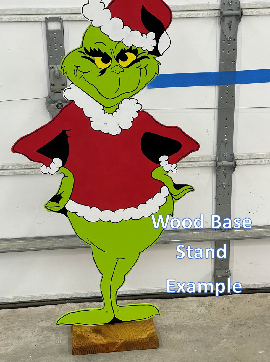 Hand Painted Wooden Yard Art - Standing Grinch - Outdoor Ready